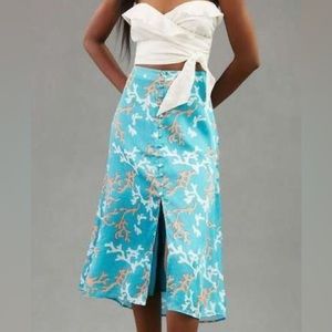 New! Anthropologie Maeve Button Front Midi Skirt, Size 10